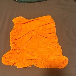 Vibrant Orange Ruched Skirt